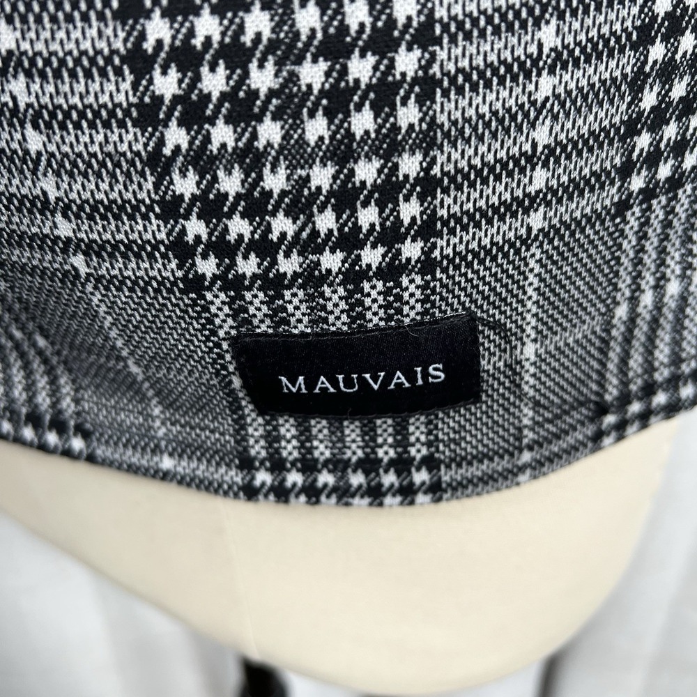 Mauvais 1/4 Zip Polo Shirt Black White‎ Glen Plaid Check Men's Size Small Golf - Picture 8 of 11